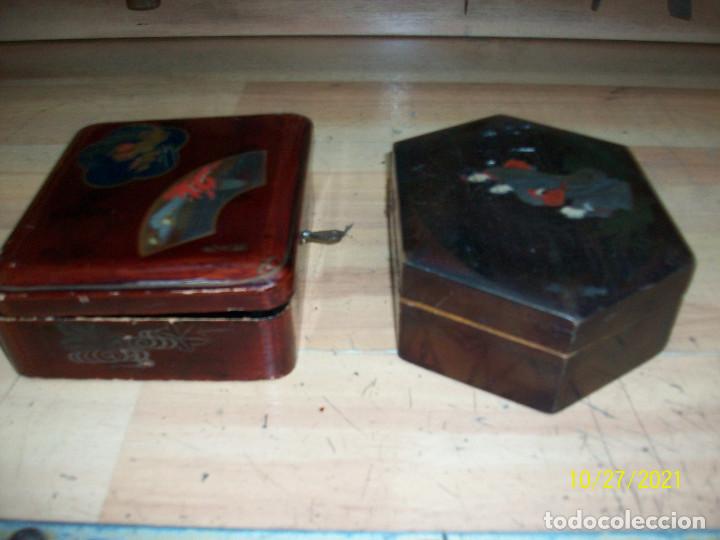 Cajas y cajitas met&aacute;licas: LOTE DE 2 CAJAS ANTIGUAS DE MADERA - Foto 9