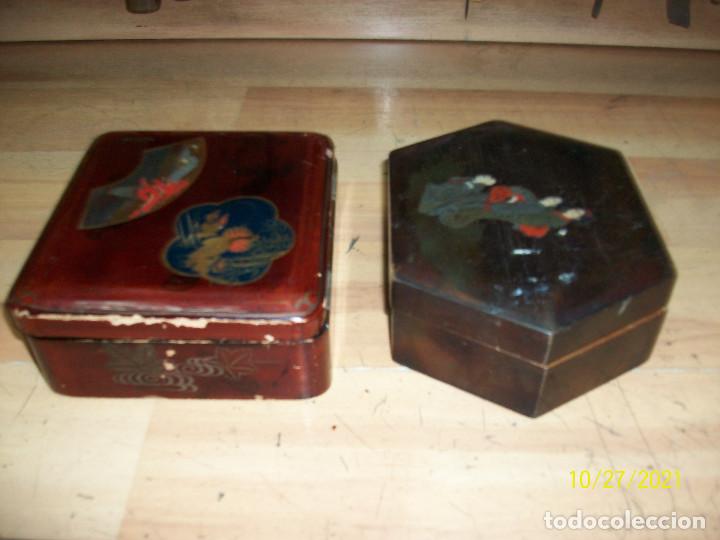 Cajas y cajitas met&aacute;licas: LOTE DE 2 CAJAS ANTIGUAS DE MADERA - Foto 10