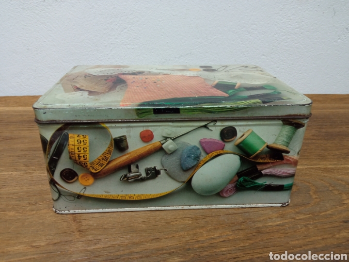 Cajas y cajitas met&aacute;licas: ANTIGUA CAJA O LATA MET&Aacute;LICA DE COLACAO DISE&Ntilde;O COSTURA