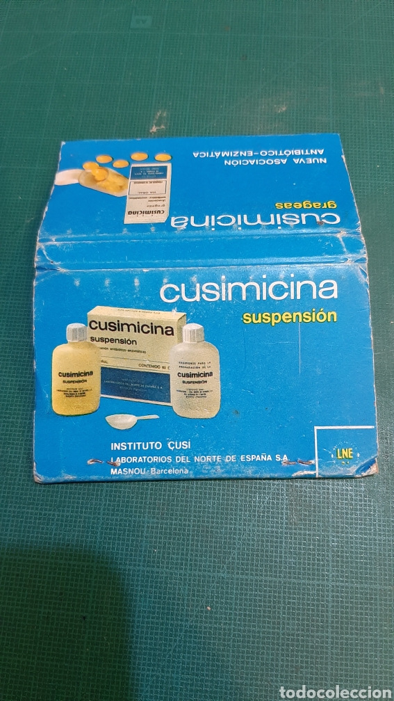 Bo&icirc;tes et petites bo&icirc;tes m&eacute;talliques: CUSIMICINA PUBLICIDAD MEDICAMENTO ANTIBI&Oacute;TICO CAJA CERILLAS VINTAGE