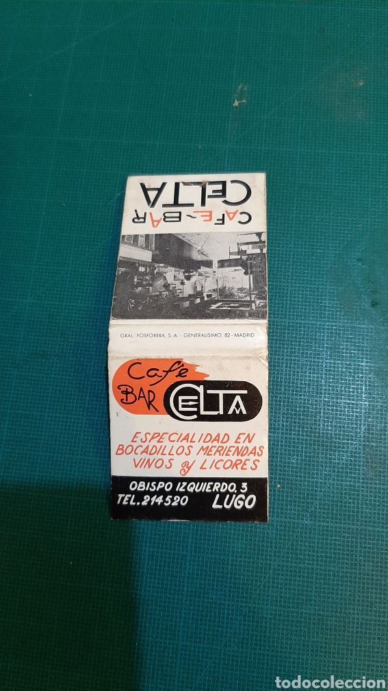 Bo&icirc;tes et petites bo&icirc;tes m&eacute;talliques: LUGO CAF&Eacute; BAR CELTA CAJA CERILLAS F&Oacute;SFOROS PUBLICIDAD VINTAGE