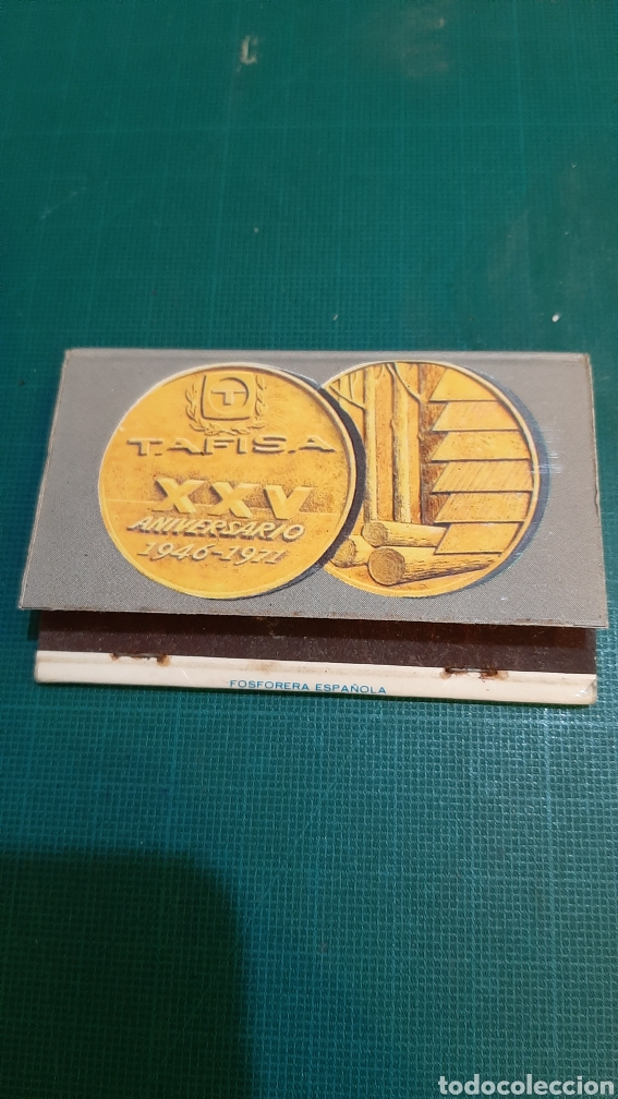 Bo&icirc;tes et petites bo&icirc;tes m&eacute;talliques: TAFISA FABRICA TABLEROS XXV ANIVERSARIO 1946/1971 CAJA CERILLAS F&Oacute;SFOROS PUBLICIDAD VINTAGE