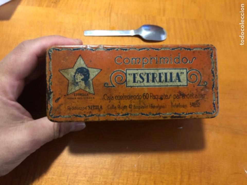Cajas y cajitas met&aacute;licas: Antigua caja de comprimidos Estrella - Foto 1