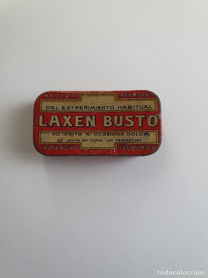 Bo&icirc;tes et petites bo&icirc;tes m&eacute;talliques: Antigua caja met&aacute;lica Laxen Busto (a&ntilde;os 50)