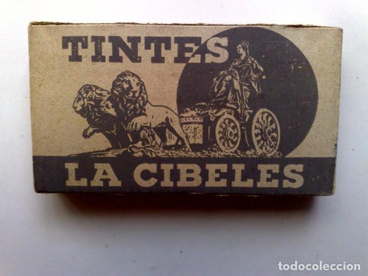 Boxes and metal boxes: CAJITA TINTES LA CIBELES,COLOR GRIS,PRODUCTO QUIMICO TICA,P.V.P:1'30 PTAS.,FOLLETO INTERIOR (DESCRI