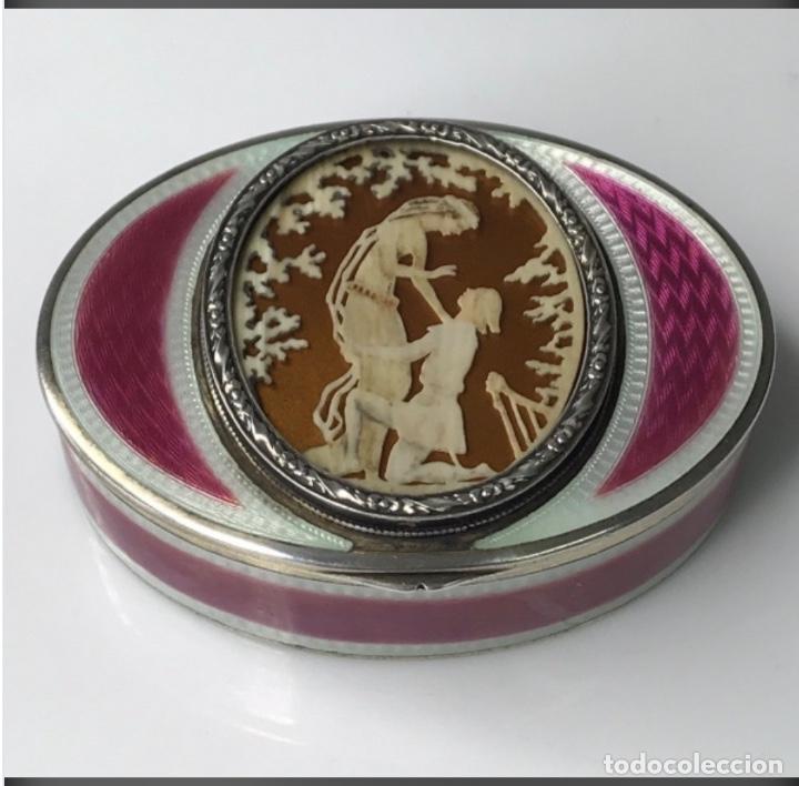 Cajas y cajitas met&aacute;licas: Caja joyero en plata 935 con esmalte