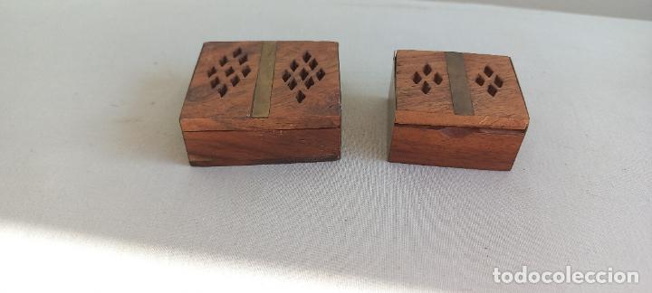 Cajas y cajitas met&aacute;licas: DOS PEQUE&Ntilde;AS CAJAS O CAJITAS DE MADERA Y LAT&Oacute;N, ESTUCHES O JOYEROS