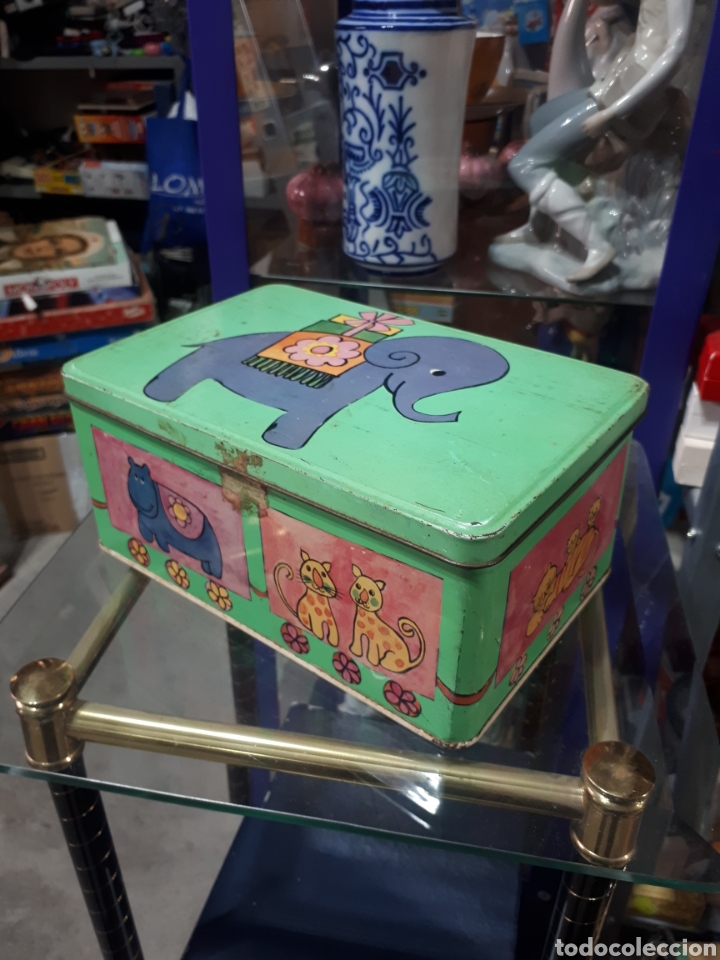 Cajas y cajitas met&aacute;licas: Antigua caja de colapso cola cao dibujos ni&ntilde;os elefante