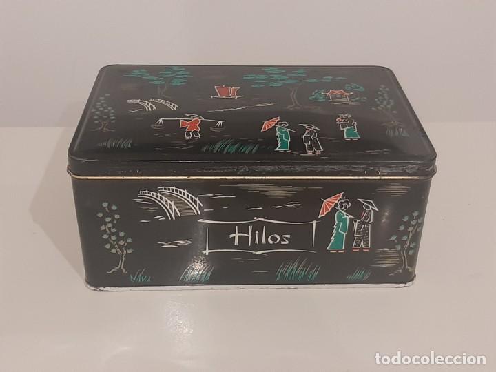 Cajas y cajitas met&aacute;licas: CAJA COLACAO METAL RECTANGULAR NEGRA HILOS MOTIVOS DIBUJOS CHINOS. 10X15X22 CM.