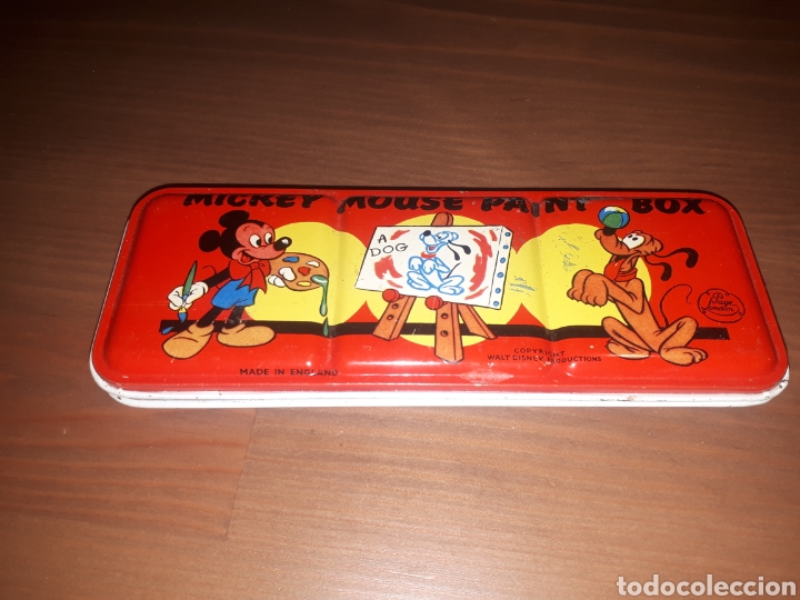 Cajas y cajitas met&aacute;licas: Caja met&aacute;lica de pinturas MICKEY MOUSE PAINT BOX a&ntilde;os 70 Made in England