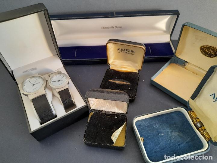 Cajas y cajitas met&aacute;licas: lote 6 cajas de joyeria, joyas y relojes, diferentes tama&ntilde;os y edades