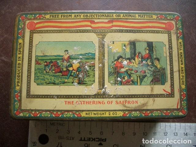 Cajas y cajitas met&aacute;licas: Caja de azafr&aacute;n antigua - Foto 1