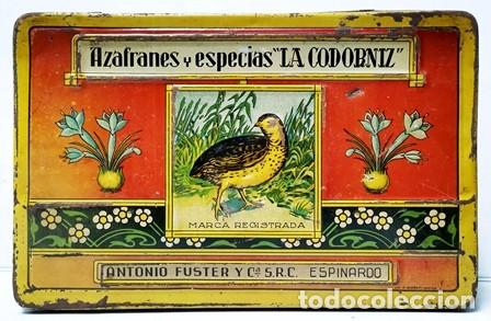 Cajas y cajitas met&aacute;licas: CAJA METALICA AZAFRANES Y ESPECIAS &rdquo;LA CODORNIZ&rdquo; (CAJA VACIA) - CAJAMETALICA-1303