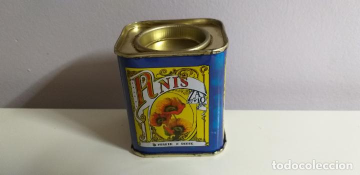 Cajas y cajitas met&aacute;licas: Antiguo bote de especia. An&iacute;s. ZAMORA. Litografiado. De Hojalata. VAC&Iacute;O.