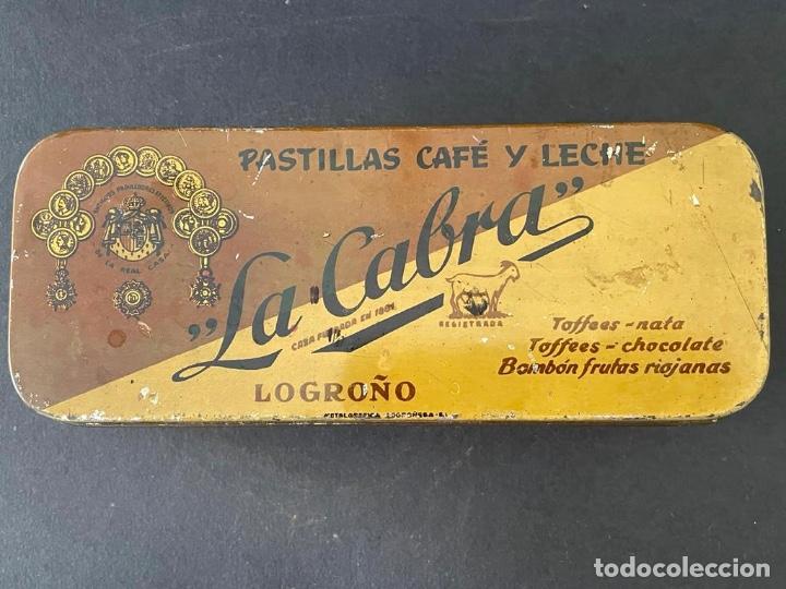 Cajas y cajitas met&aacute;licas: ANTIGUA CAJA METALICA DE PASTILLAS CAFE Y LECHE (LOGRO&Ntilde;O)