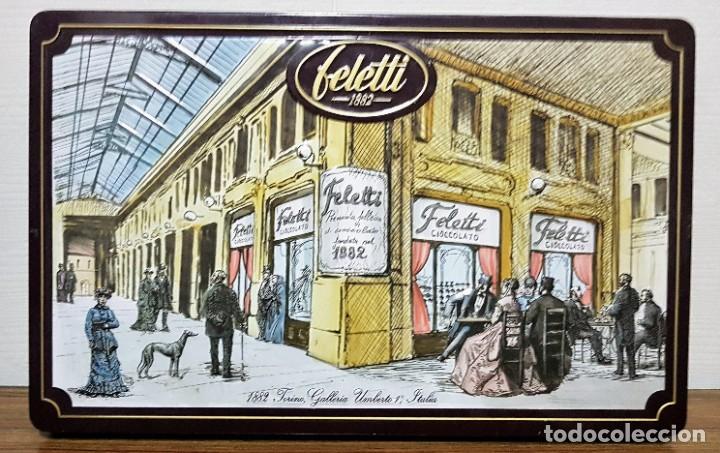 Cajas y cajitas met&aacute;licas: Caja de esta&ntilde;o italiana Feletti chocolates - Galleria Umberto 1 Torino