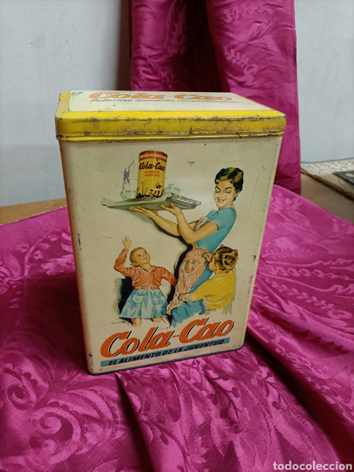 Cajas y cajitas met&aacute;licas: Lata Cola Cao. Amarilla. Arroz. Buen estado