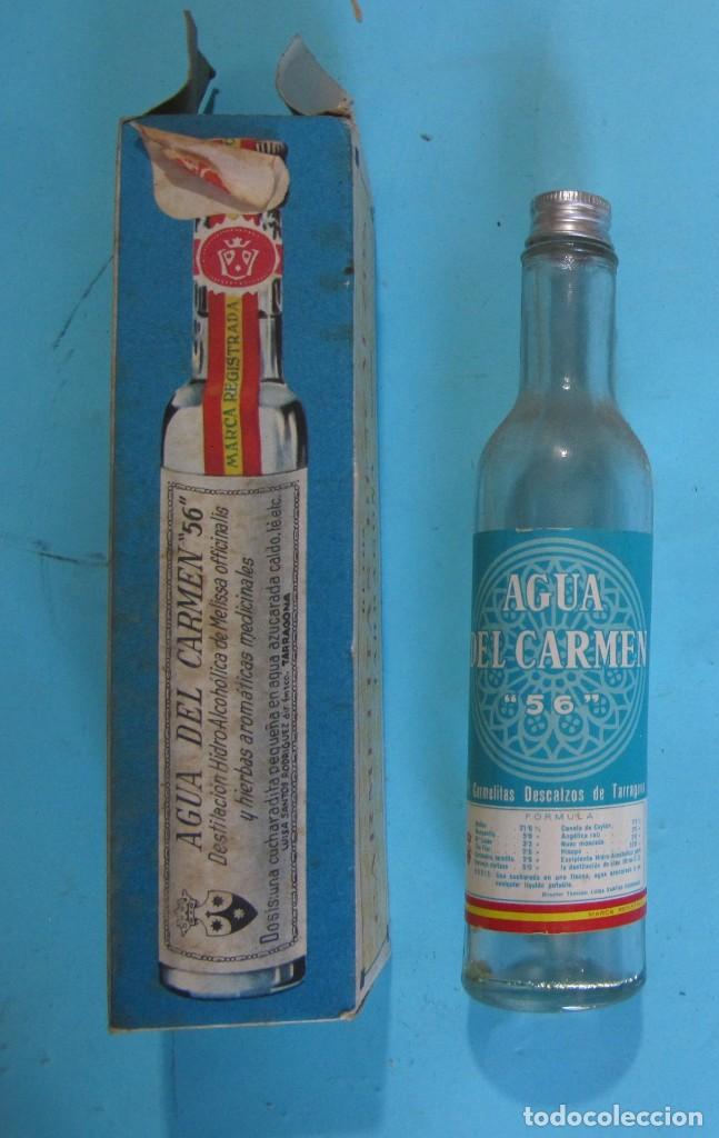 Boxes and metal boxes: AGUA DEL CARMEN. BOTELLA VAC&Iacute;A EN CAJA. TARRAGONA, S/F.
