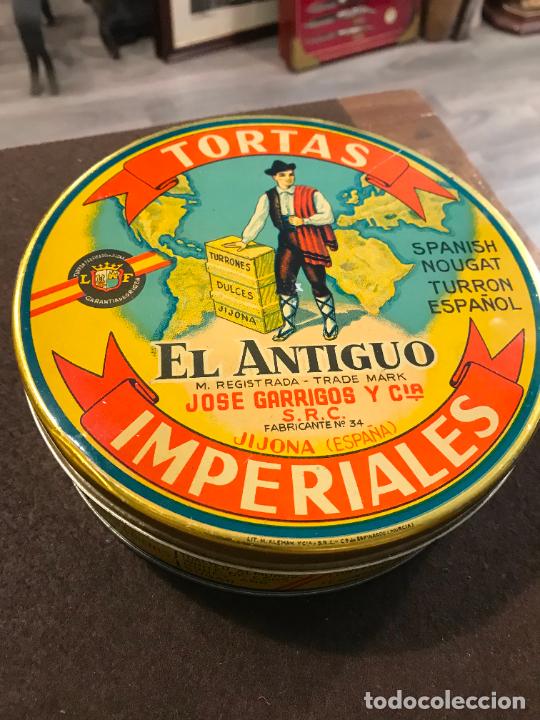 Cajas y cajitas met&aacute;licas: Tortas imperiales El Antiguo, Jijona Alicante Jos&eacute; Garrigos mide 20x6 Lit. Aleman Espinardo