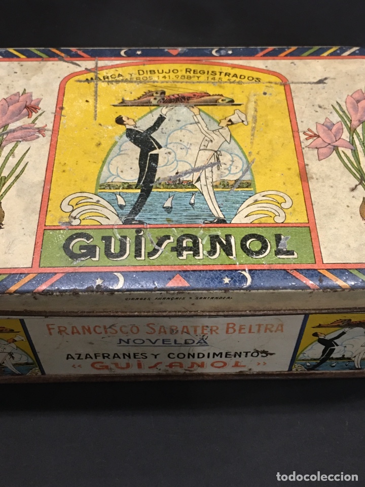 Blechdosen und Kisten: ANTIGUA CAJA DE LATA - FRANCISCO SABATER BELTRA - AZAFRANES GUISANOL NOVELDA - CIRAGES FRANCAIS