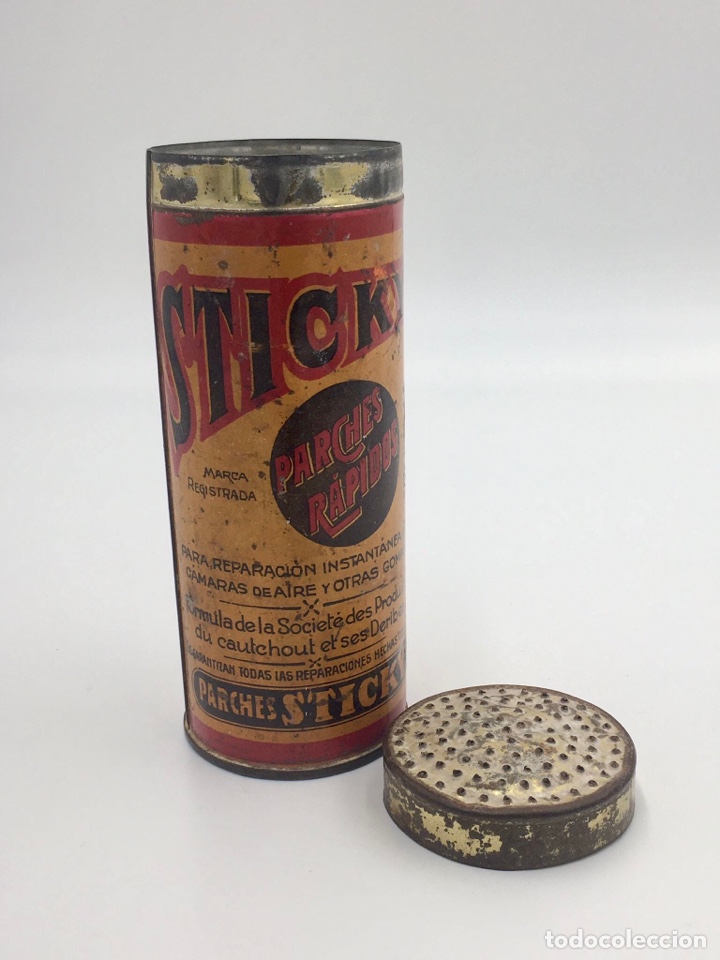 Bo&icirc;tes et petites bo&icirc;tes m&eacute;talliques: Lata Caja met&aacute;lica antigua parches r&aacute;pidos Sticky. Alfonso Guerra. Orense