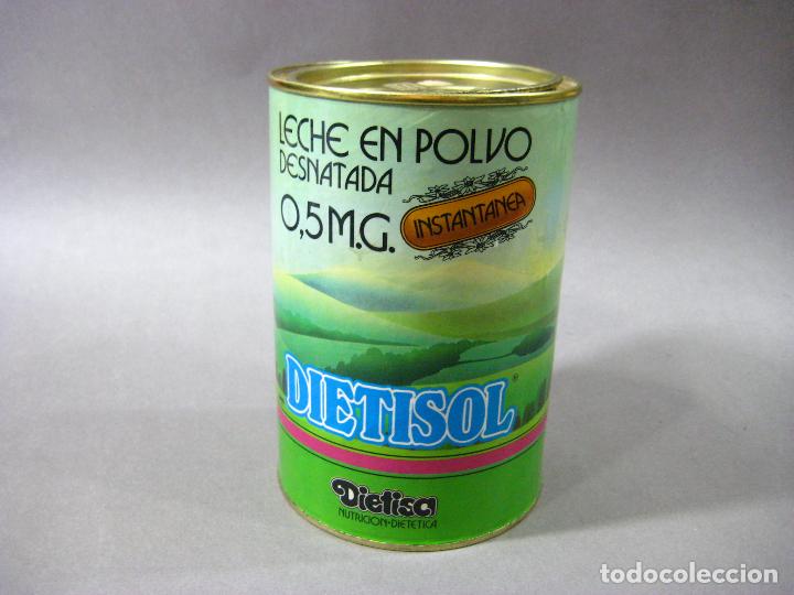 Boxes and metal boxes: BOTE DE LECHE EN POLVO DESNATADA INSTANTANEA DIETISOL. 1988