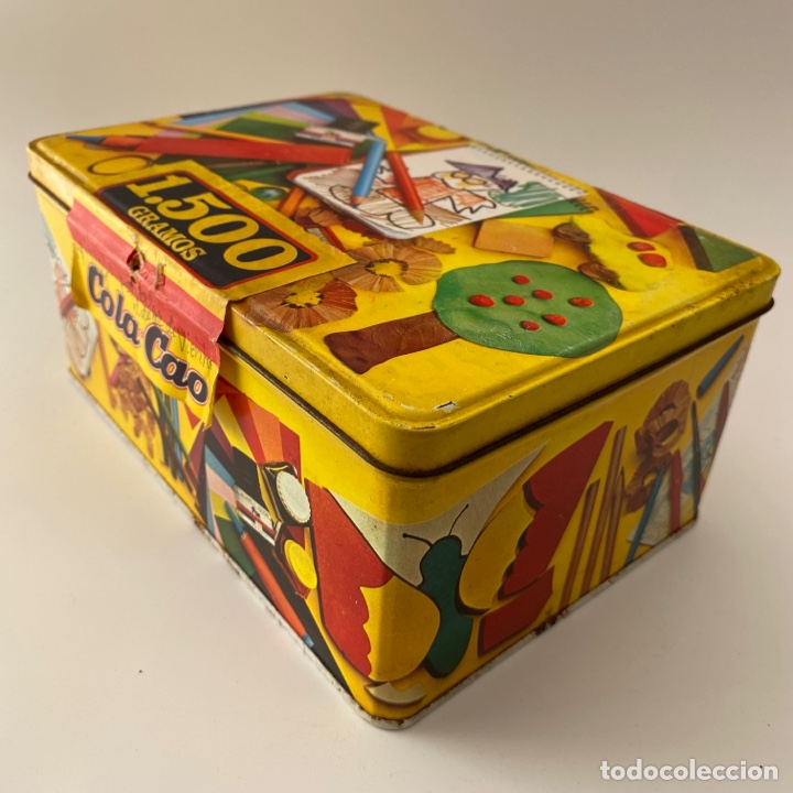 Cajas y cajitas met&aacute;licas: Caja met&aacute;lica litografiada de Cola Cao Munich 1972 Colacao
