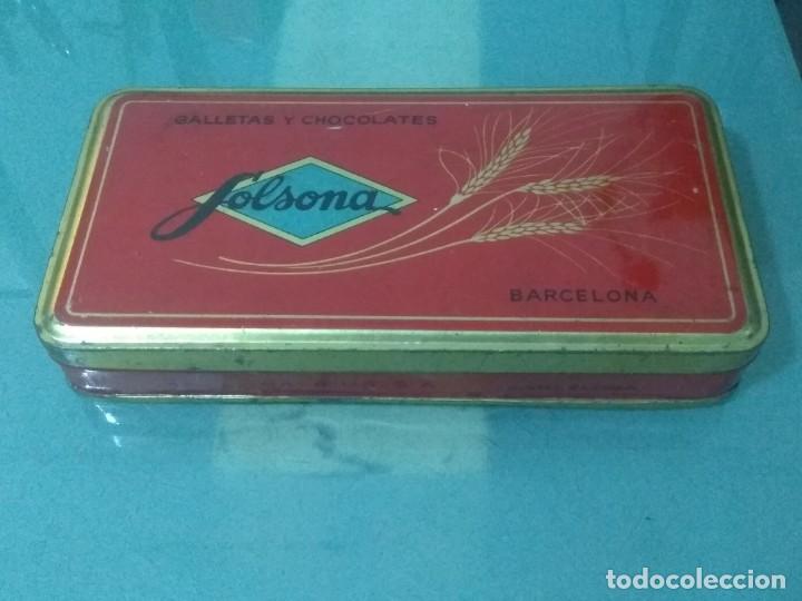 Cajas y cajitas met&aacute;licas: CAJA LATA SOLSONA (GALLETAS Y CHOCOLATES). - Foto 1
