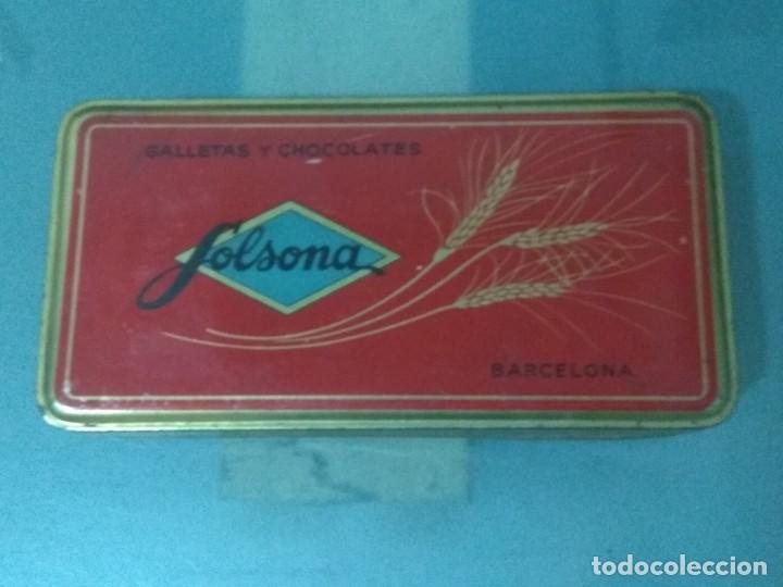 Cajas y cajitas met&aacute;licas: CAJA LATA SOLSONA (GALLETAS Y CHOCOLATES). - Foto 2