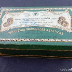 Cajas y cajitas metálicas: DOCTOR CEA. CAJA DE LATA DE FARMACIA. COMPRESAS TOCOLOGICAS ASÉPTICAS.. Lote 362346070