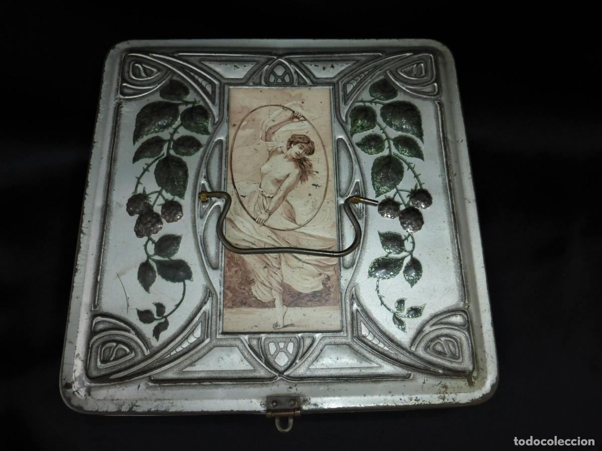 Cajas y cajitas met&aacute;licas: ANTIGUA RARA CAJA HOJALATA LATA LITOGRAFIADA MODERNISTA PPIO S. XX ANTIQUE ART NOUVEAU TIN BOX