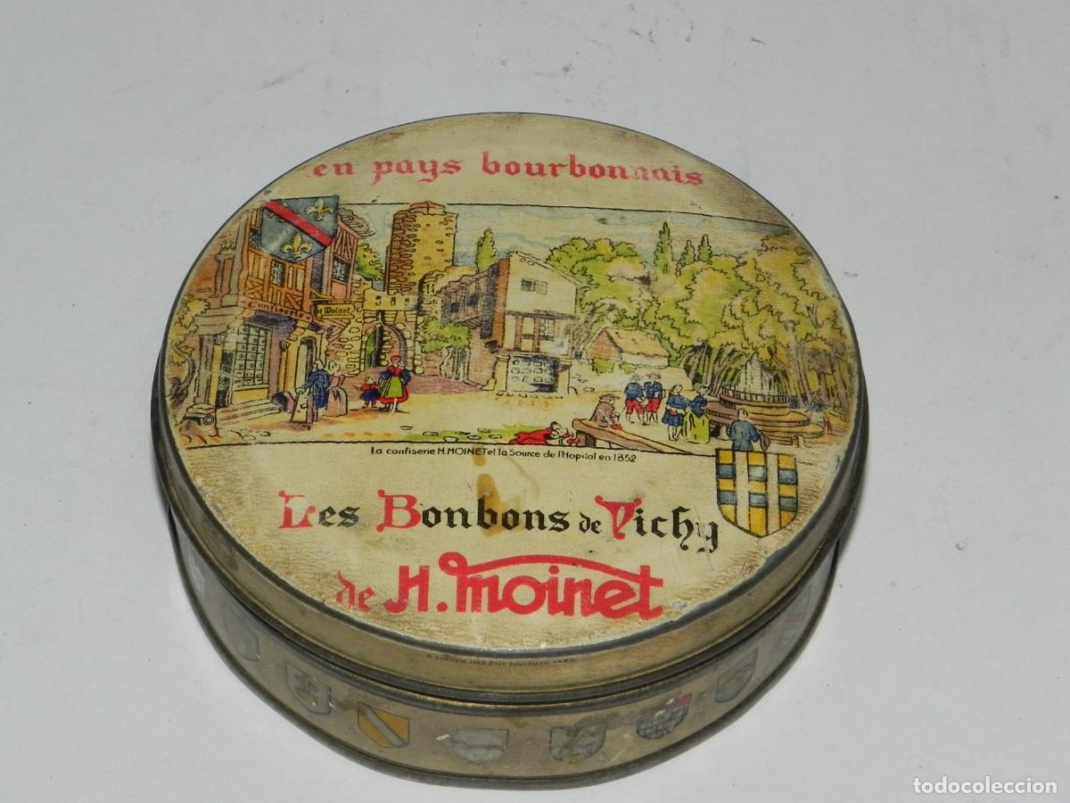 Blechdosen und Kisten: ANTIGUA CAJA DE HOJALATA DE LES BONBONS DE VICHY H. MOINET, FRANCIA CONFITERIA &ndash; A&Ntilde;OS 50, MIDE 10,5