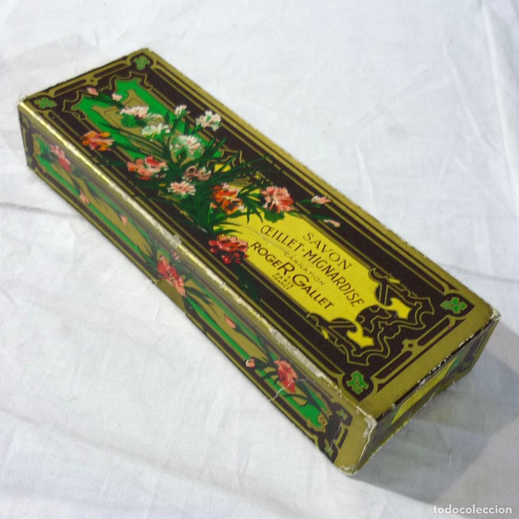 Blechdosen und Kisten: Caja de cart&oacute;n vac&iacute;a. Jabones Savon Oeillet Mignardise Roger & GAllet Par&iacute;s