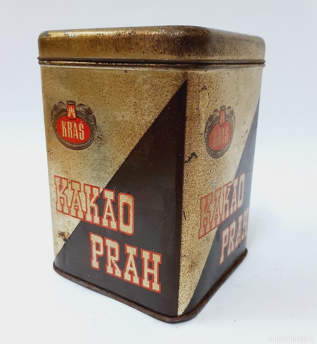 Cajas y cajitas met&aacute;licas: Vintage caja de hojalata Kras Cacao en polvo, Zagreb Croacia