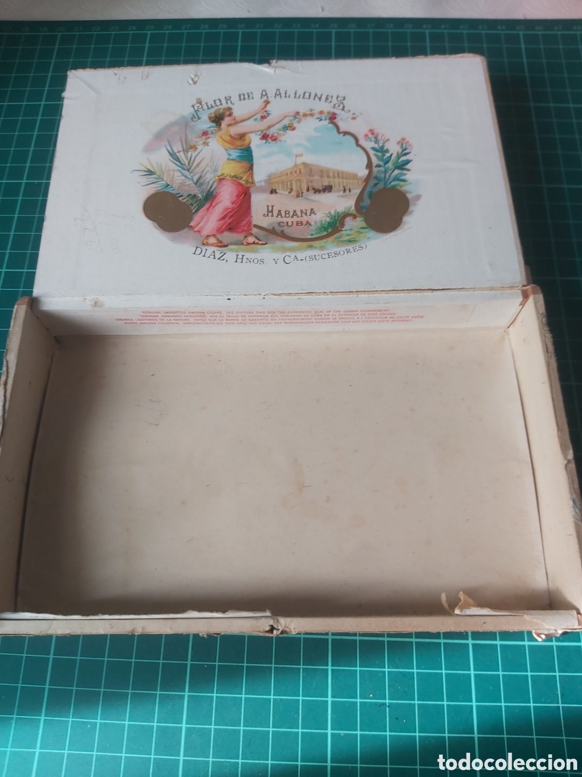 Blechdosen und Kisten: Caja tabaco vac&iacute;a la flor de allones Habana Cuba