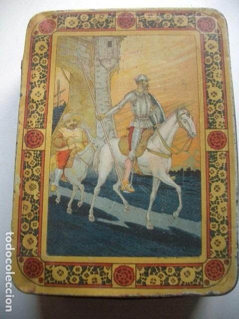 Cajas y cajitas met&aacute;licas: Lata de azafr&aacute;n tema Quijote - Foto 1