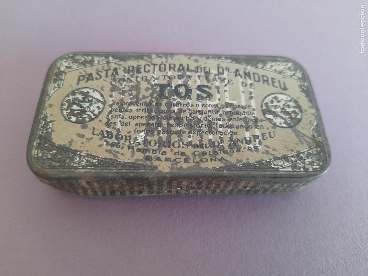 Cajas y cajitas met&aacute;licas: peque&ntilde;a caja metalica pasta pectoral de dr andreu , tos, 7x4cm aprox