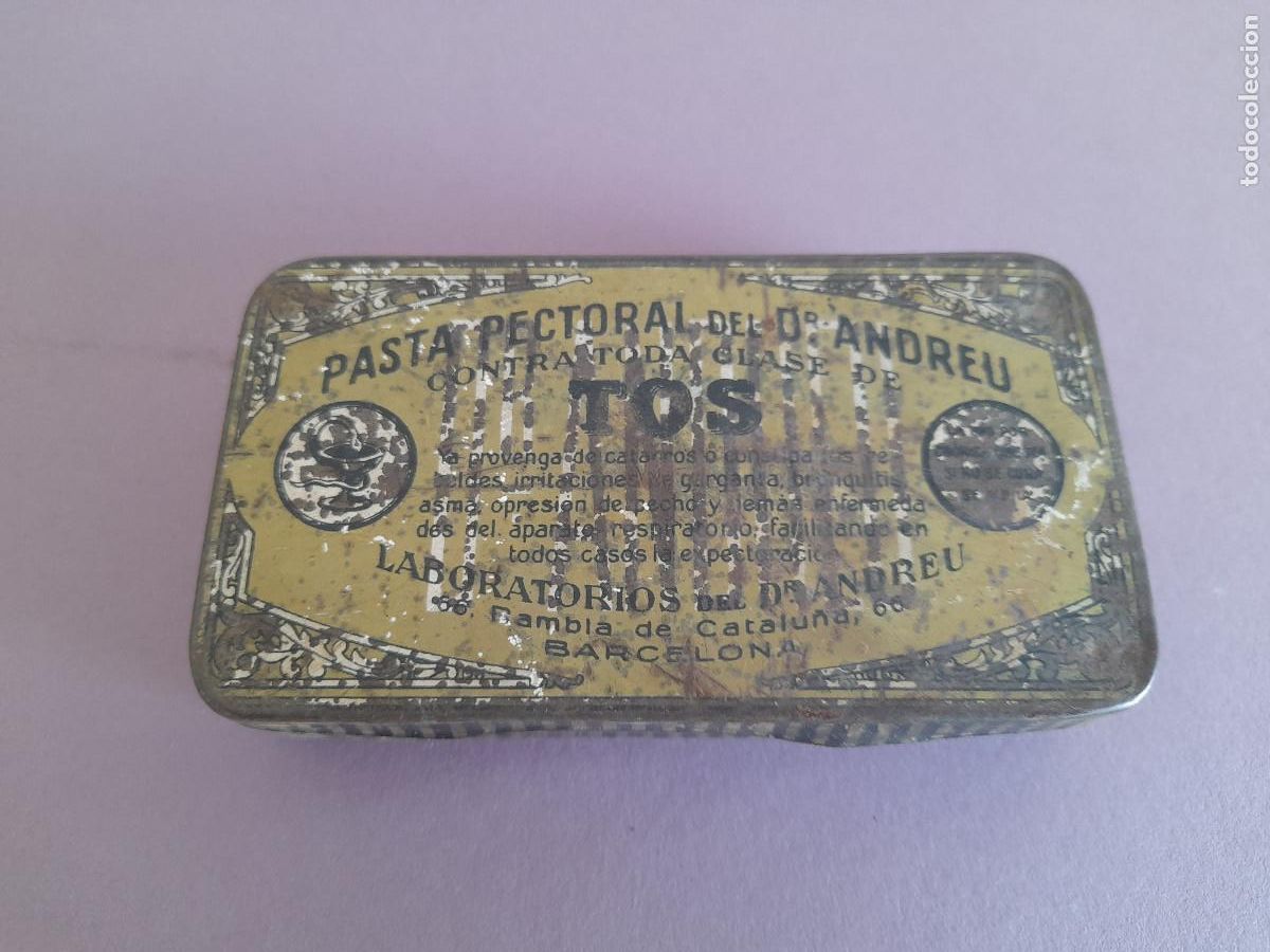 Boxes and metal boxes: peque&ntilde;a caja metalica pasta pectoral de dr andreu , tos, 10x5,5cm aprox