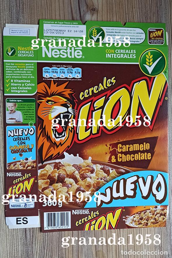 Blechdosen und Kisten: ENVASE CAJA CART&Oacute;N CEREALES LION NESTL&Eacute; A&Ntilde;O 2013 NO MATUTANO NI TAZOS