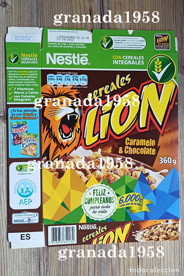 Blechdosen und Kisten: ENVASE CAJA CART&Oacute;N CEREALES LION NESTL&Eacute; A&Ntilde;O 2014 NO MATUTANO NI TAZOS