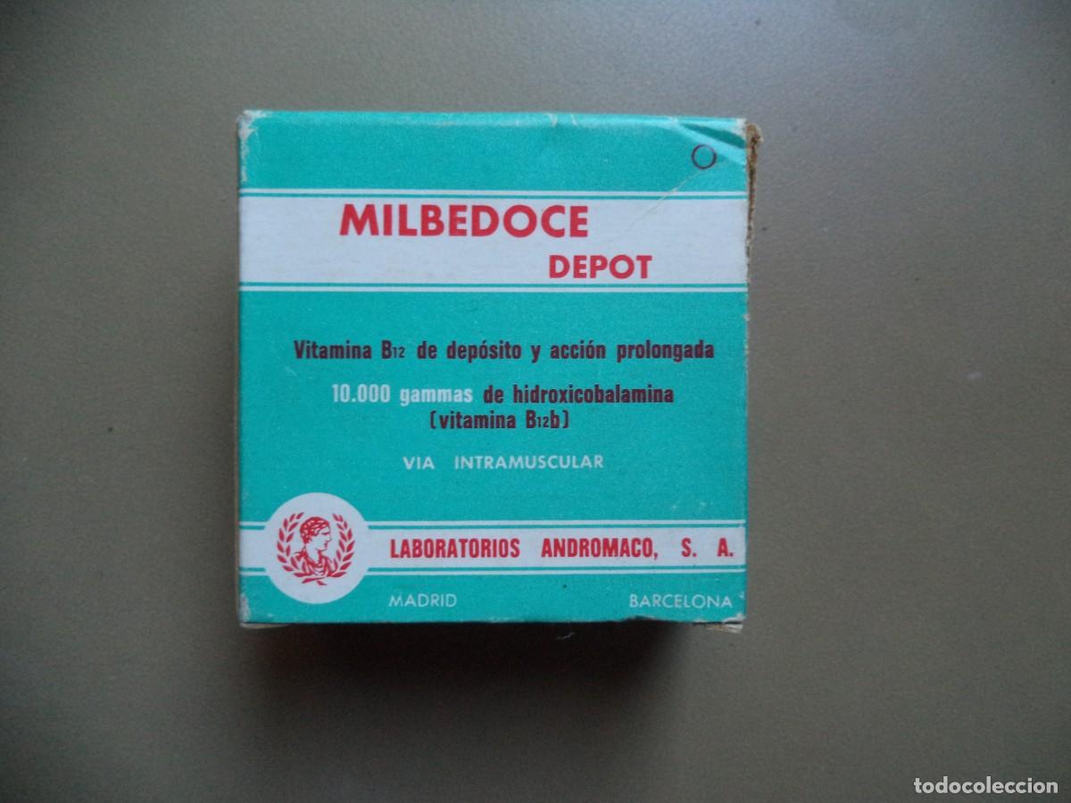 Cajas y cajitas met&aacute;licas: Caja medicamento farmaceutico Milbedoce Depot. ( Medicamento Caducado )Solo para coleccionismo.
