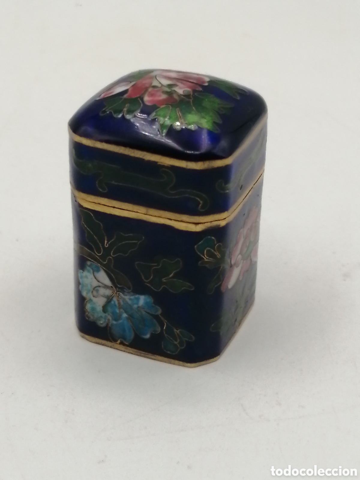 Cajas y cajitas met&aacute;licas: Antiguo tarro bronce y esmalte cloisonne - Foto 2