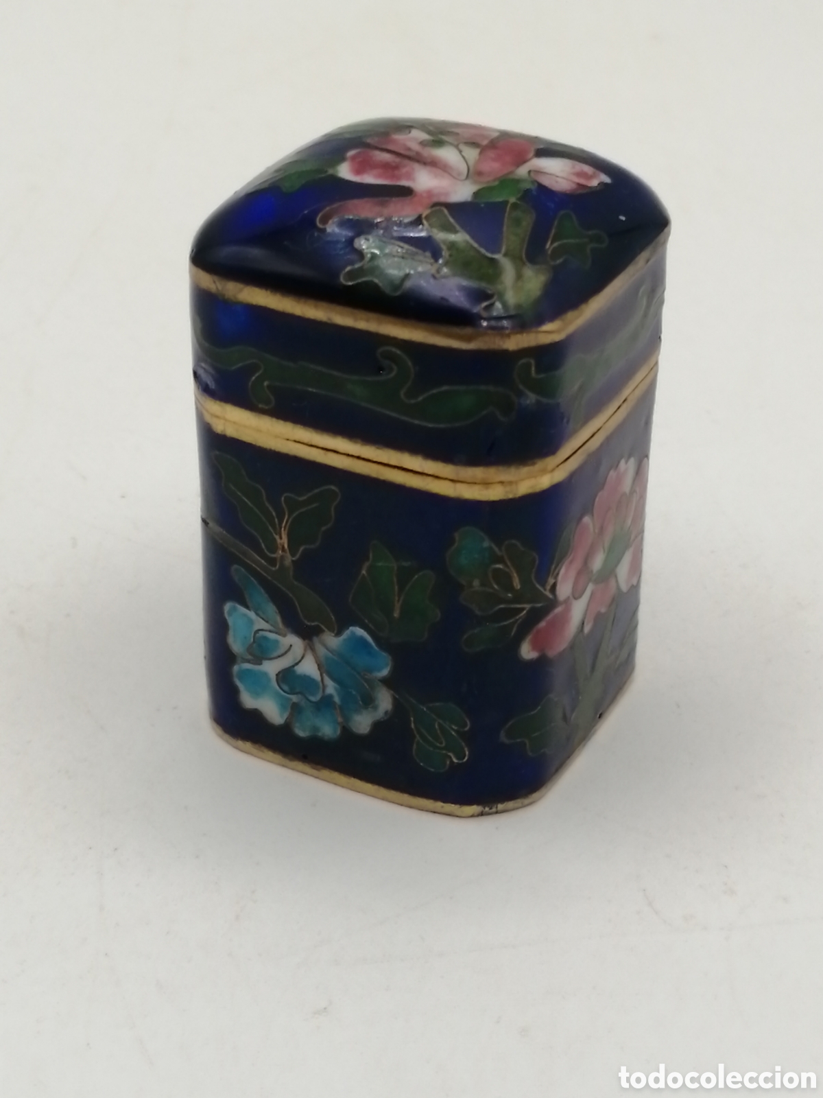 Cajas y cajitas met&aacute;licas: Antiguo tarro bronce y esmalte cloisonne - Foto 3