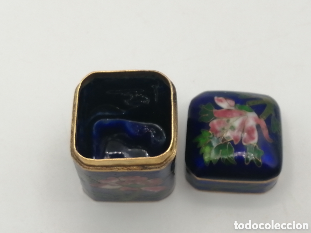 Cajas y cajitas met&aacute;licas: Antiguo tarro bronce y esmalte cloisonne - Foto 4