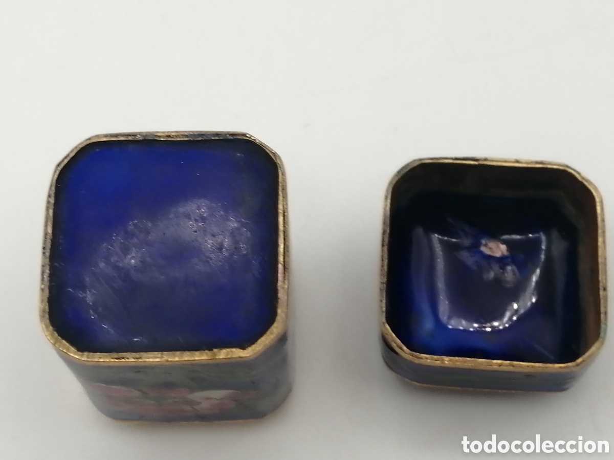 Cajas y cajitas met&aacute;licas: Antiguo tarro bronce y esmalte cloisonne - Foto 5