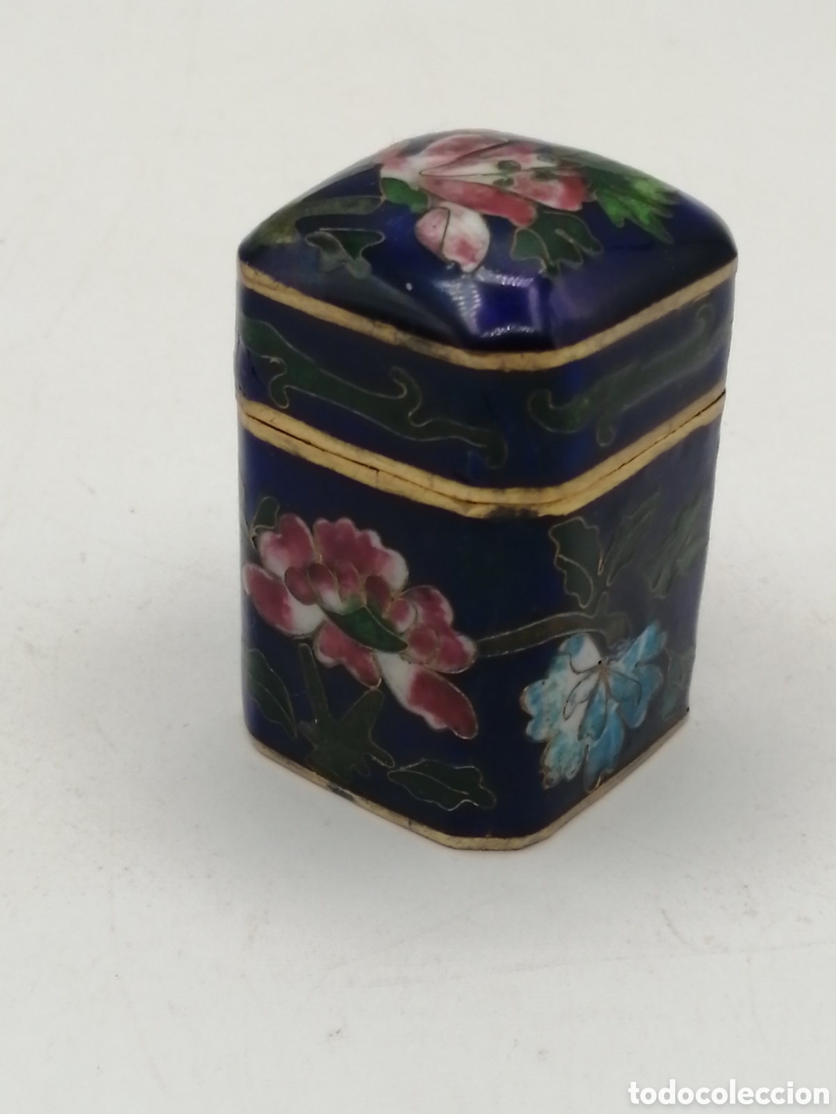 Cajas y cajitas met&aacute;licas: Antiguo tarro bronce y esmalte cloisonne - Foto 1