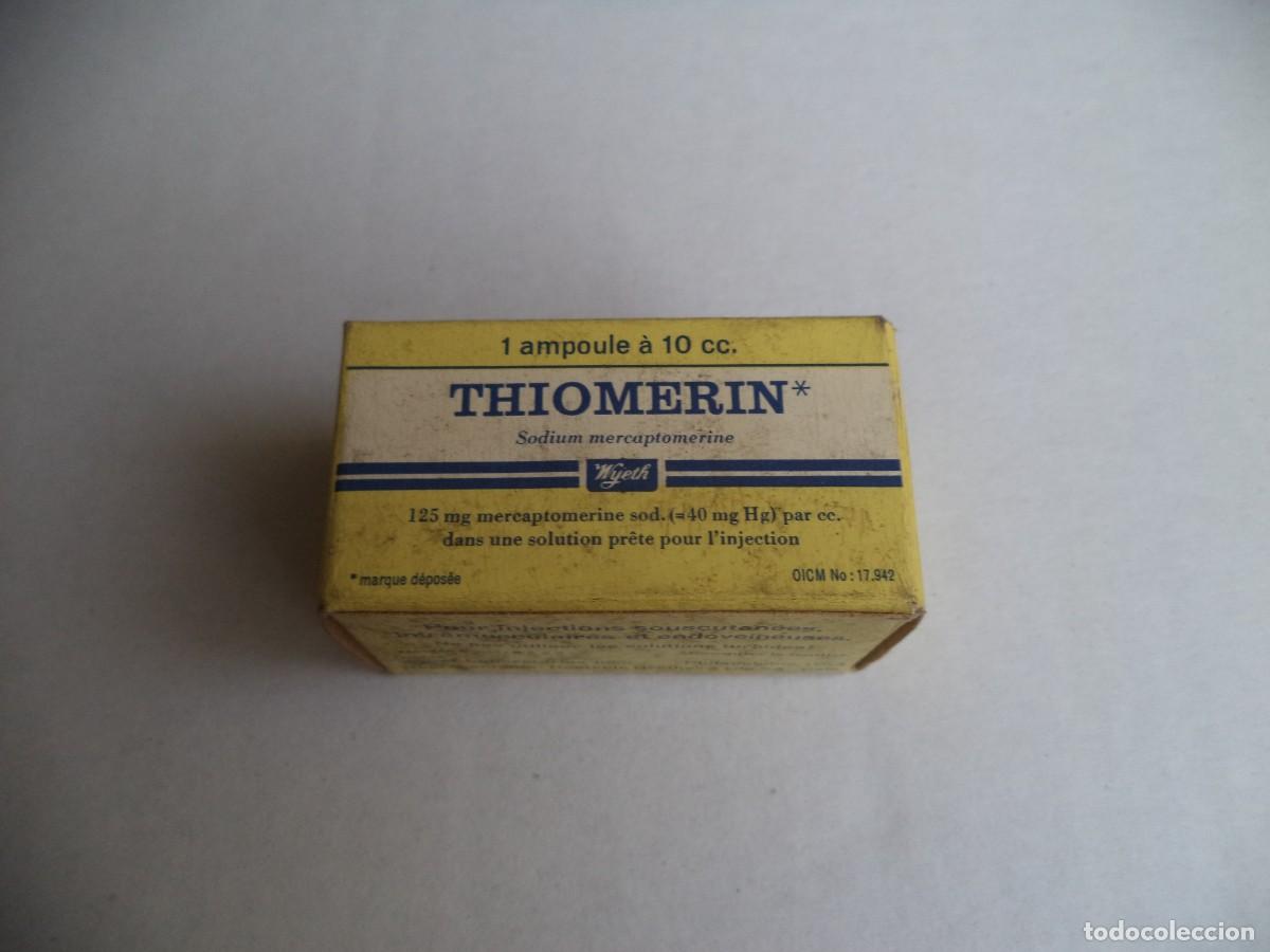 Cajas y cajitas met&aacute;licas: Caja Medicamento farmaceutico Thiomerin( Medicamento Caducado )Solo para coleccionismo.
