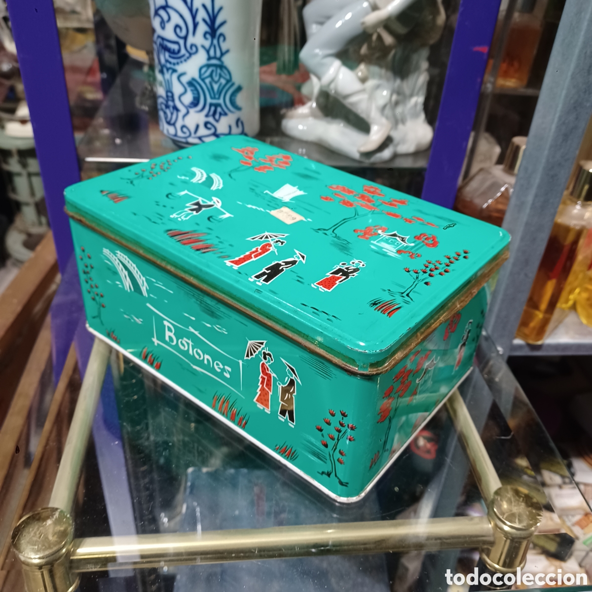 Cajas y cajitas met&aacute;licas: Caja de Cola Cao BOTONES tem&aacute;tica China verde