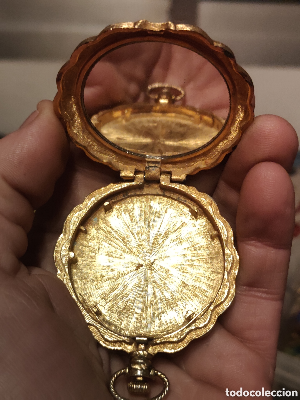 Cajas y cajitas met&aacute;licas: Antigua polvera imitando reloj antiguo - Foto 2
