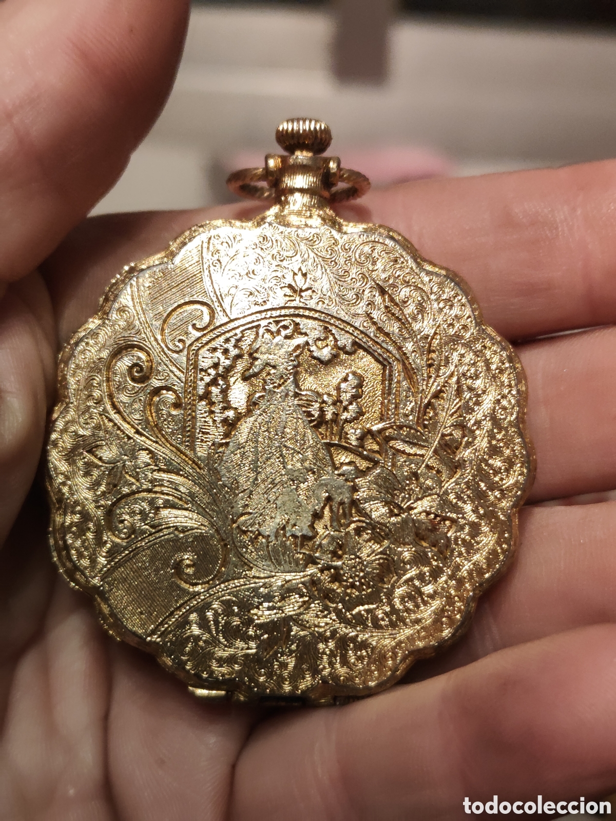Cajas y cajitas met&aacute;licas: Antigua polvera imitando reloj antiguo - Foto 1